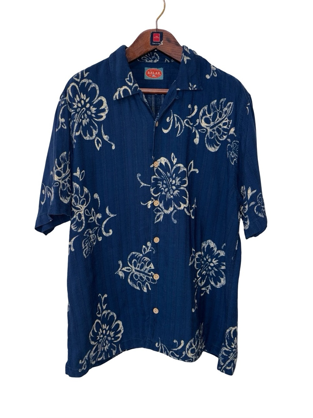 Relax Tommy Bahama Blue Hawaiian Floral Vacation Cruise Men’s XL Button Front